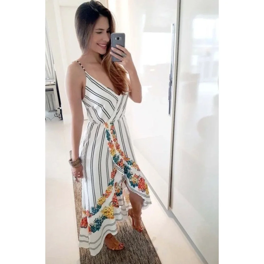 Anthropologie x FARM Rio Kasai Wrap Maxi Dress Large Petite Floral Boho NWT $198 - Picture 8 of 11